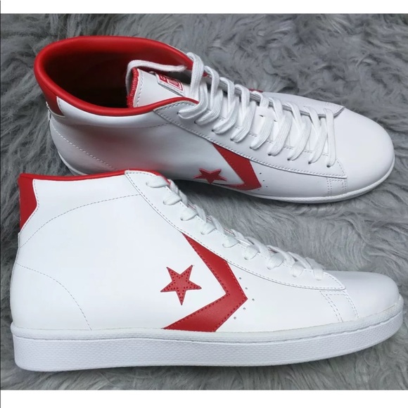 Shop - red and white leather converse 